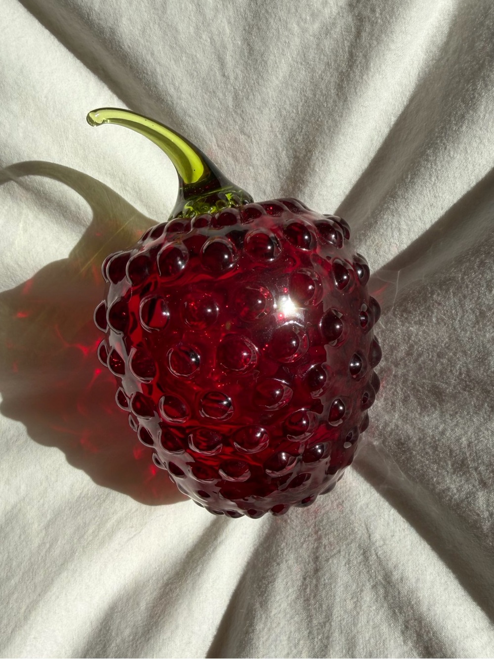 Viking Art Glass MCM Ruby Red Berry Paperweight